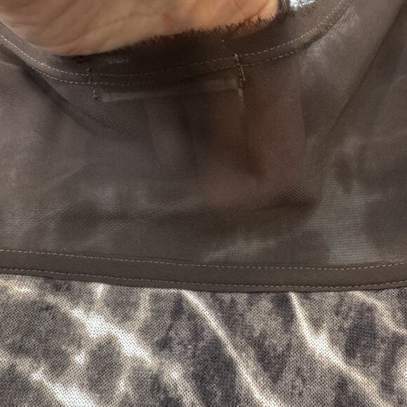 Coin 1804 Womens Brown Tie Dye 3/4 Sleeve Blouse Fringe Trim Sheer Panel Size S - Picture 7 of 14